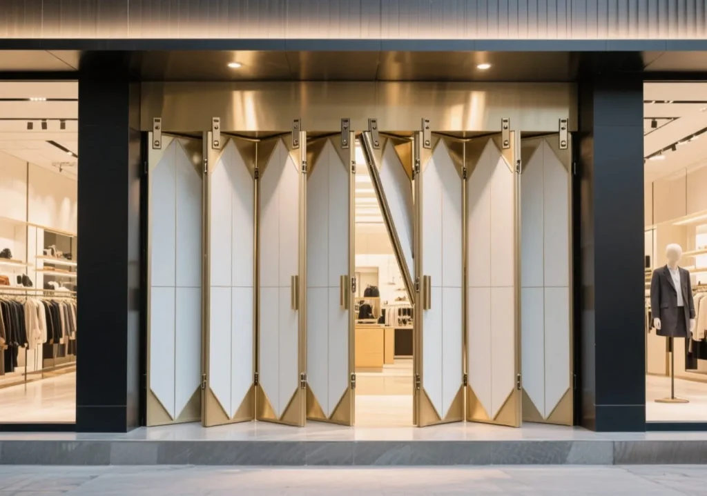 Folding doors for retail stores