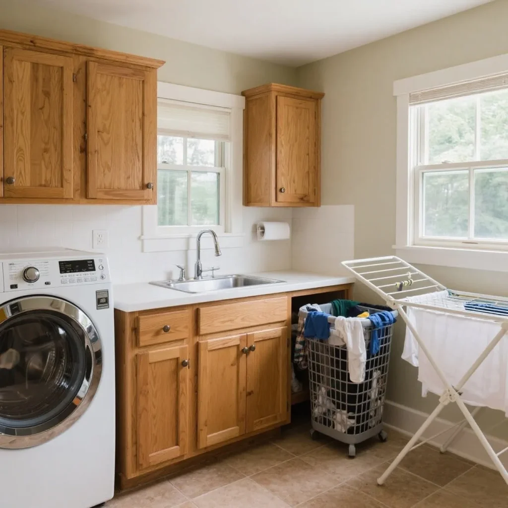 Oak laundry cabinets