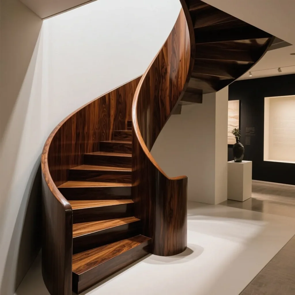 Solid wood curved stairs (1)