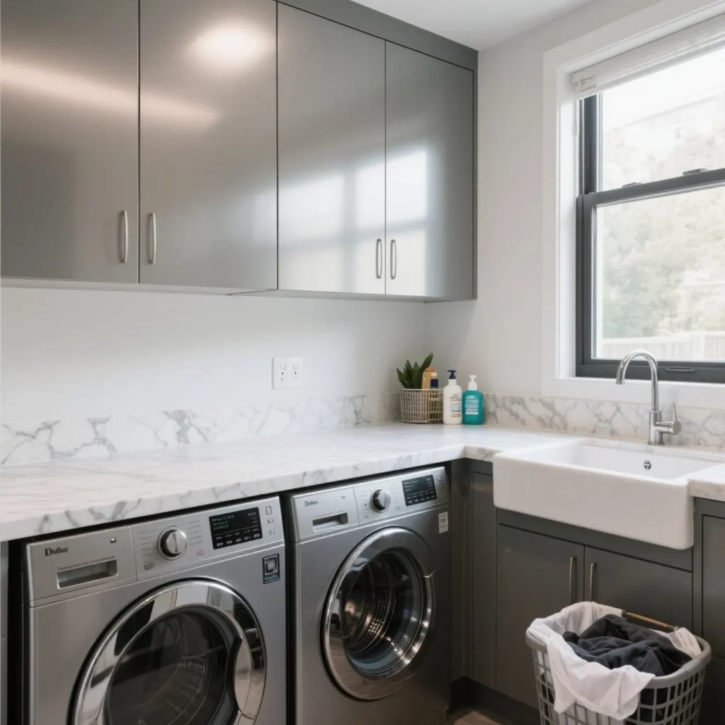 Space aluminum laundry cabinets
