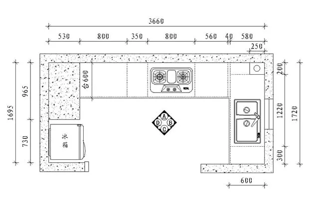 U shaped kitchen