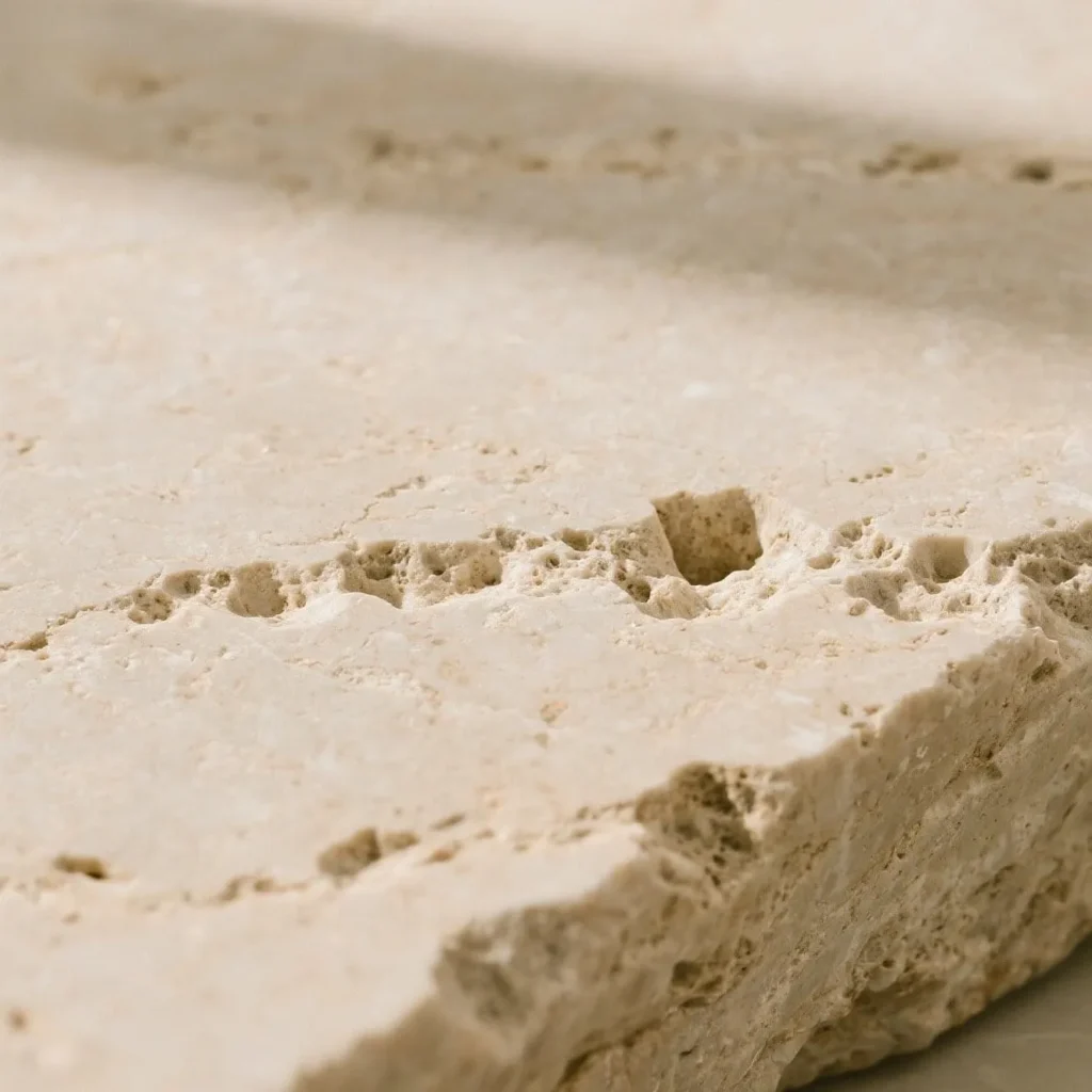 Beige travertine marble