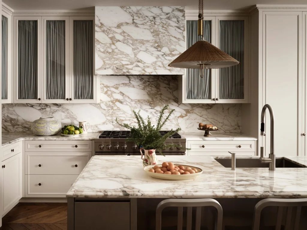 Contrasting kitchen island color countertop