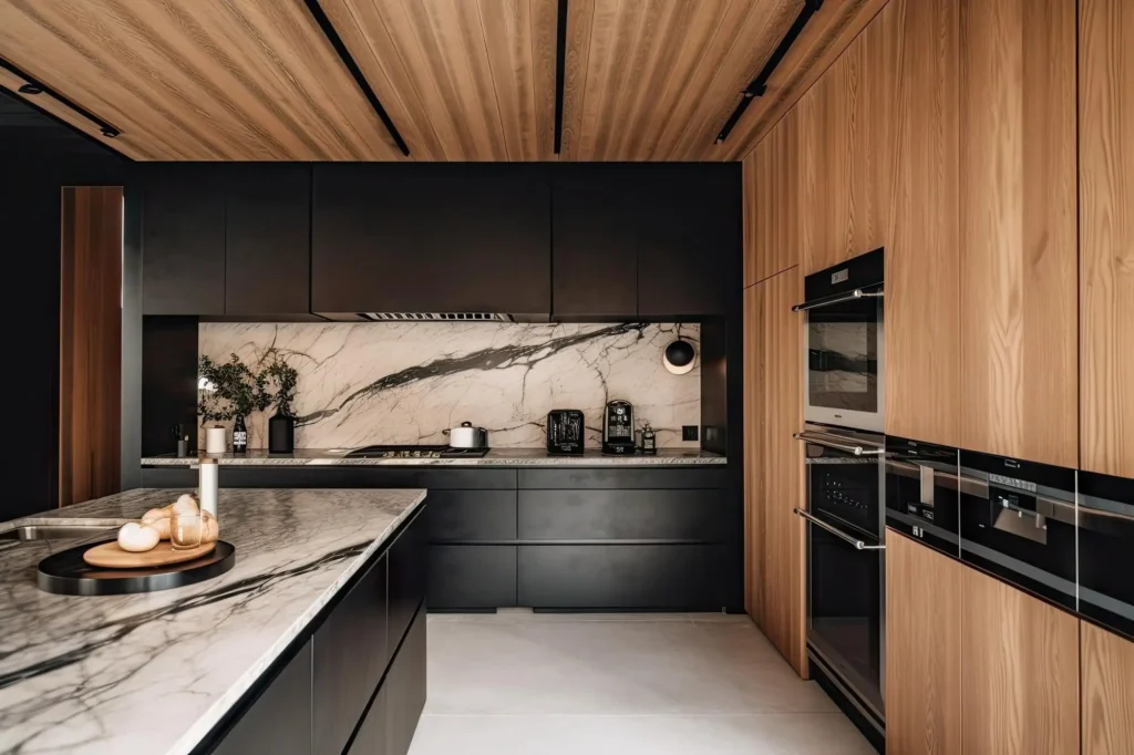 Coordinate cabinet color with countertop undertones flat lay