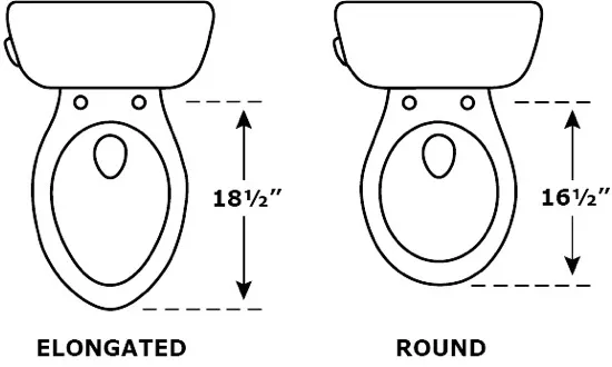 Elongated vs round toilet bowl size