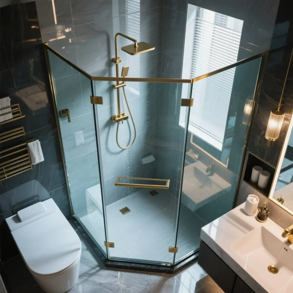 Flush door shower glass