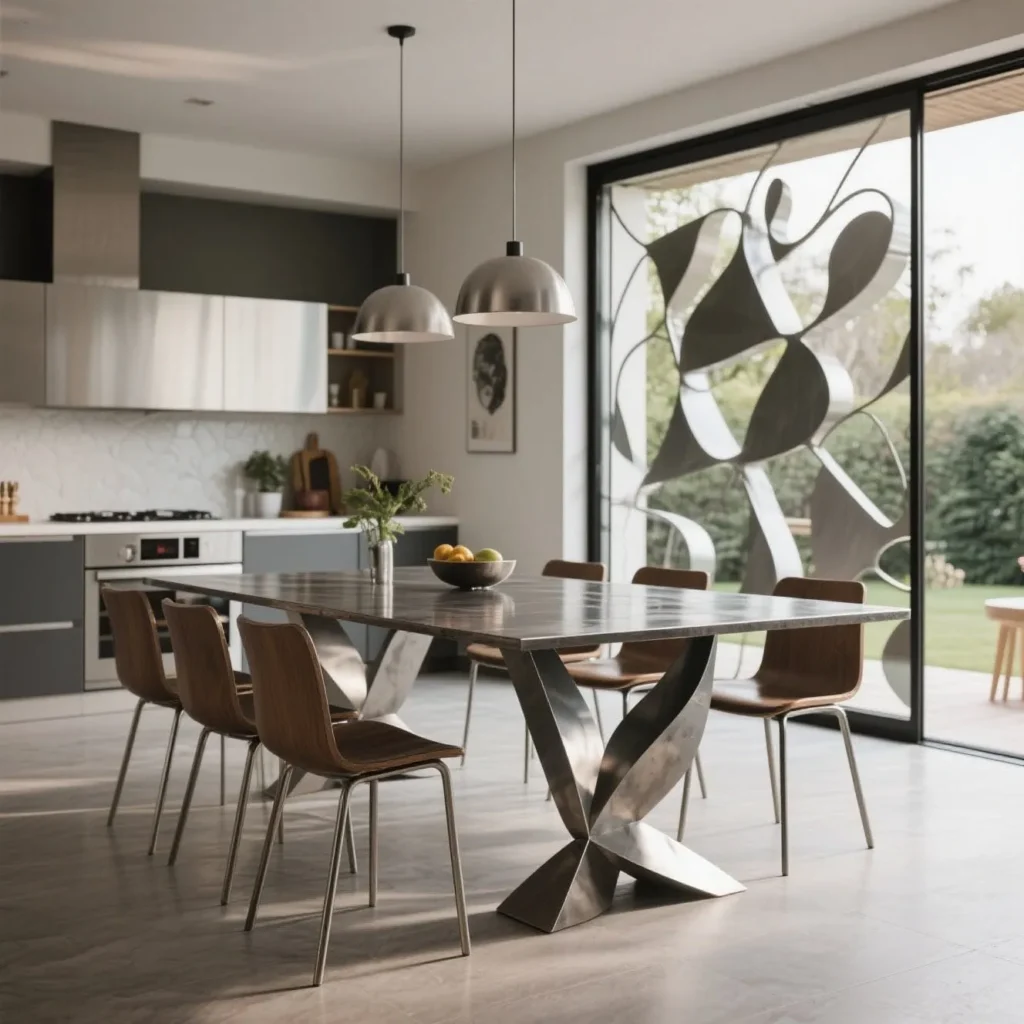 Metal dining table