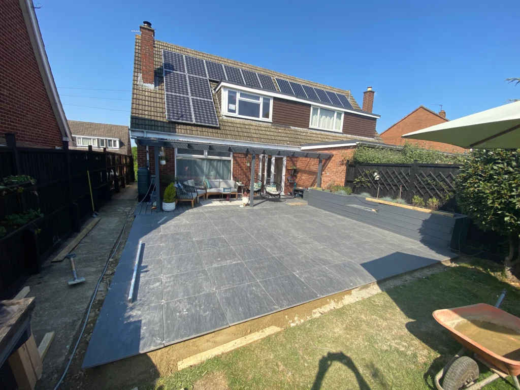 Outdoor patio tile grout joint size slope