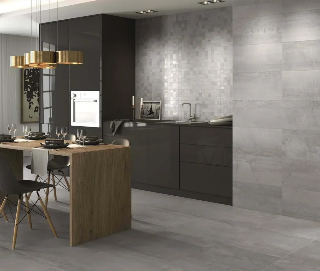 Porcelain tile busy family home kitchen matte textured floor