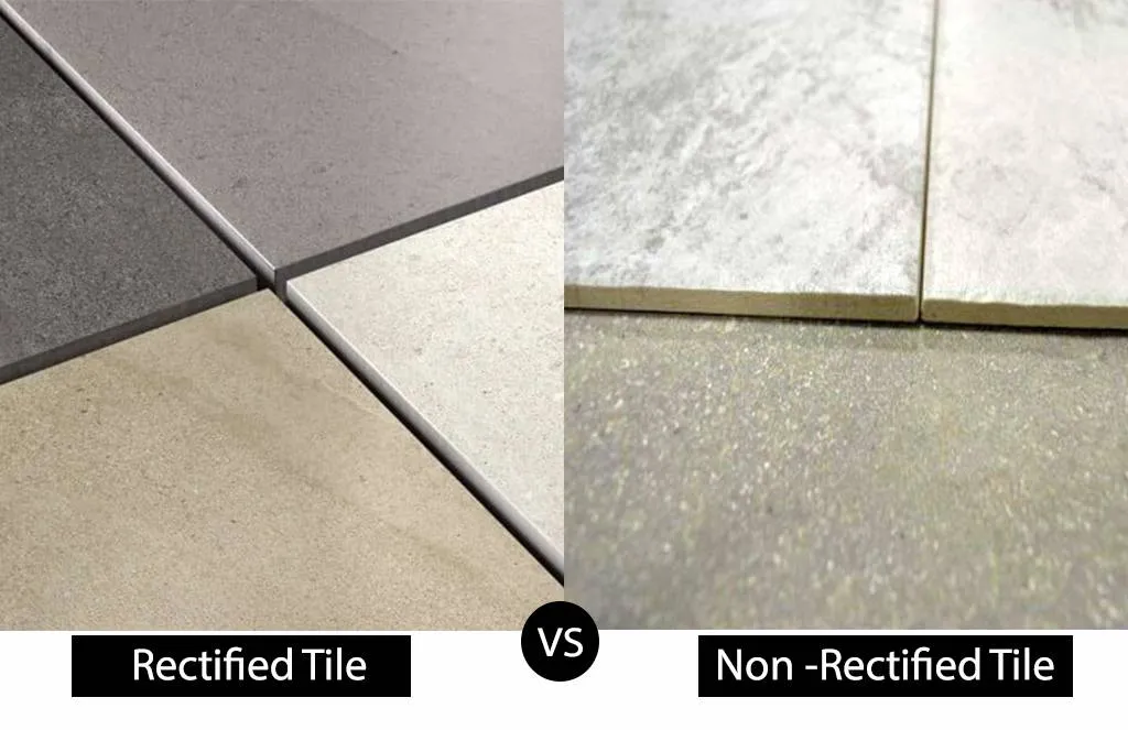 Rectified vs non rectified tile edge close up
