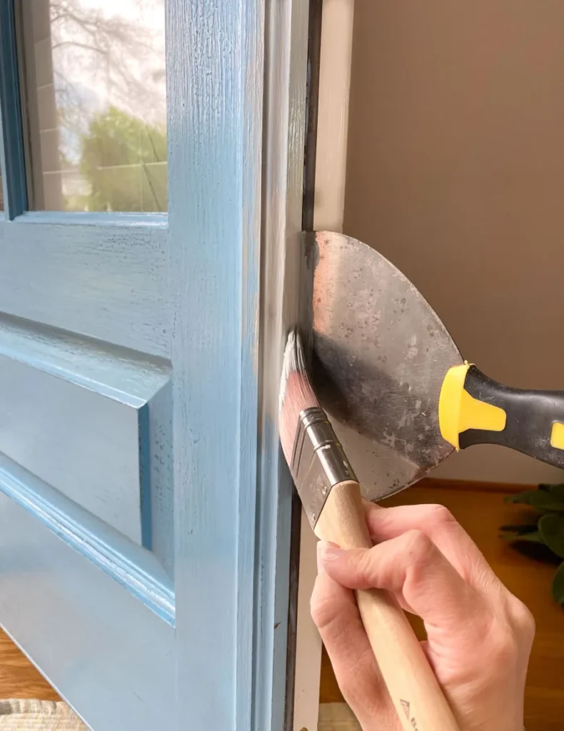 Refinish wooden exterior door sealing edges