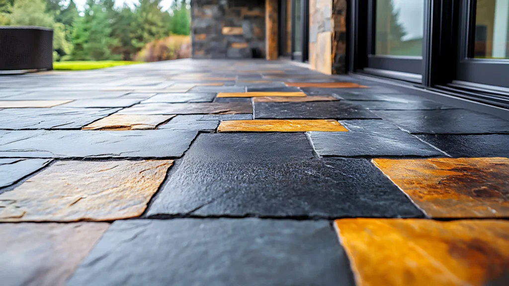 Slate outdoor patio natural cleft slip resistant tile