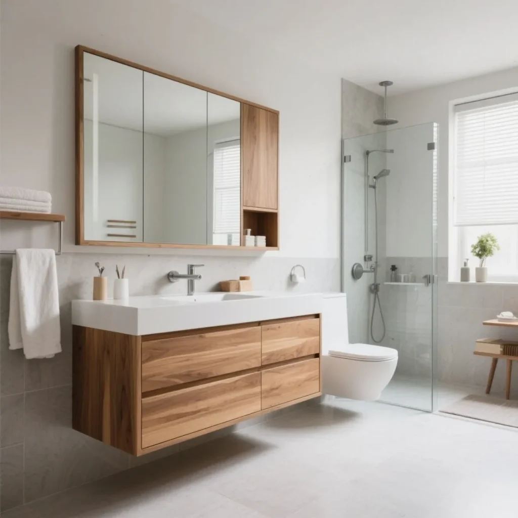 Solid wood bathroom cabinet