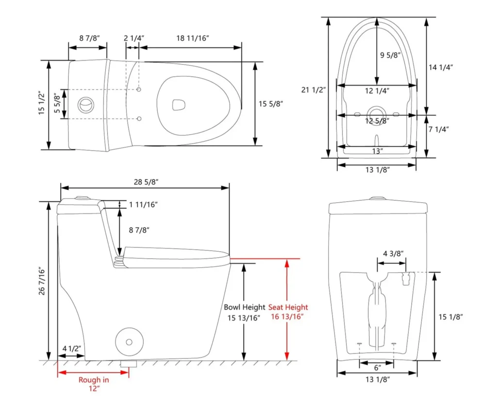 Toilet trapway size glazed cutaway