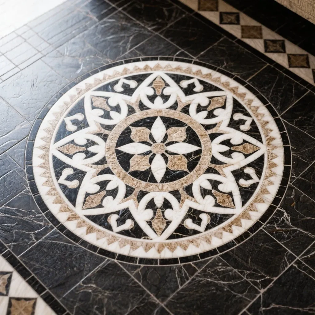 Waterjet medallions for flooring