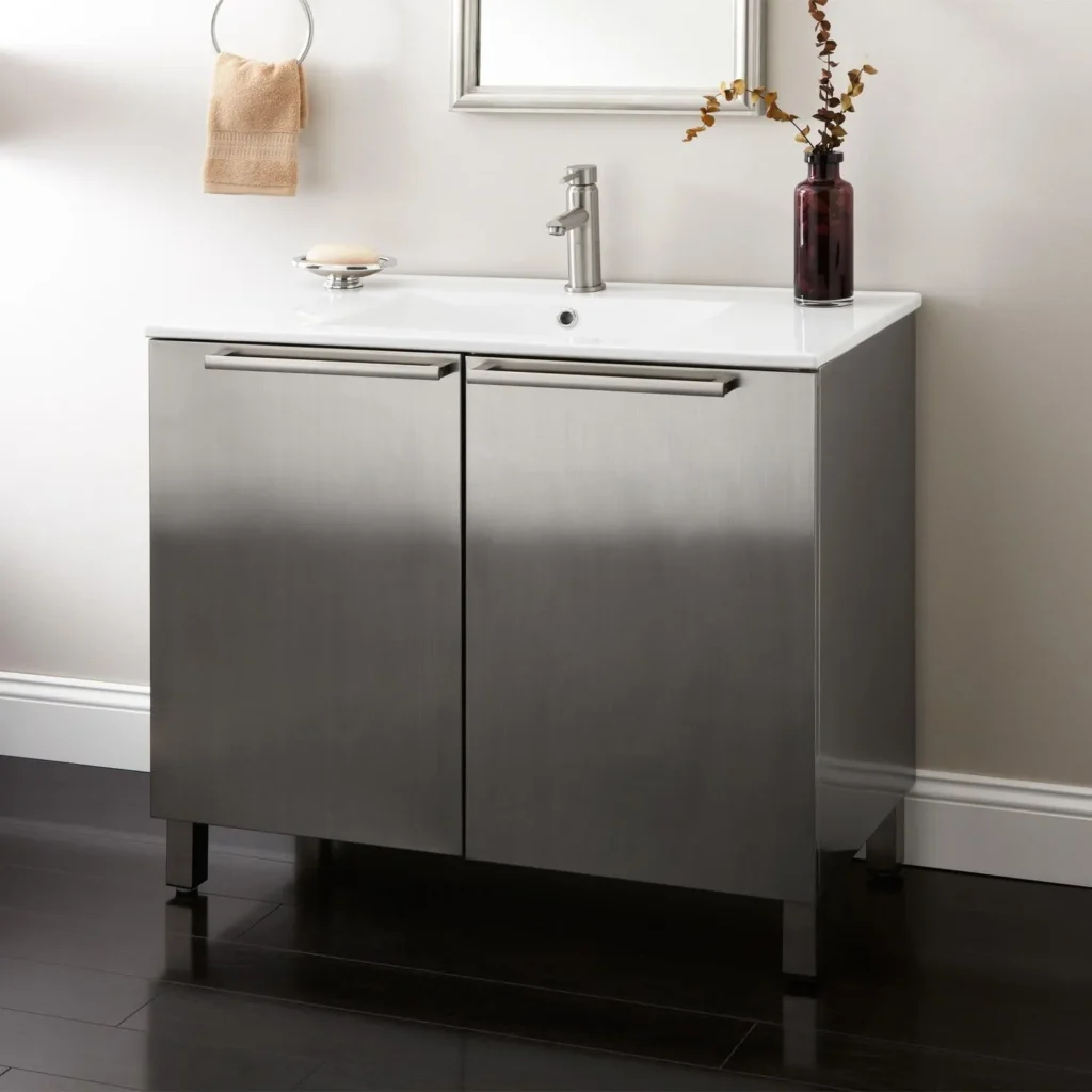 Aluminum vs stainless steel bathroom cabinet materials