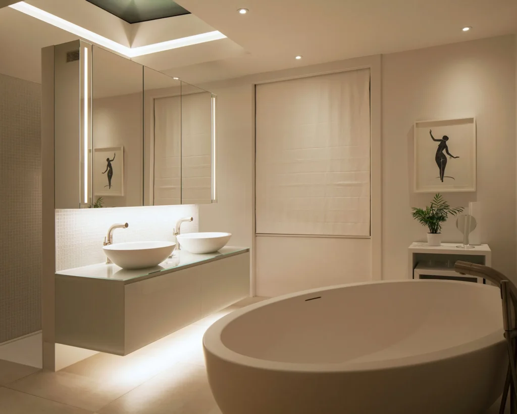 Bathroom layered lighting mirror shower sconces