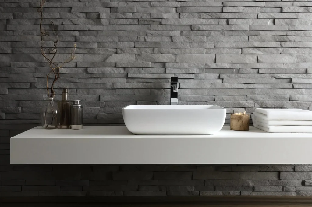 Bold marble vanity quiet bathroom