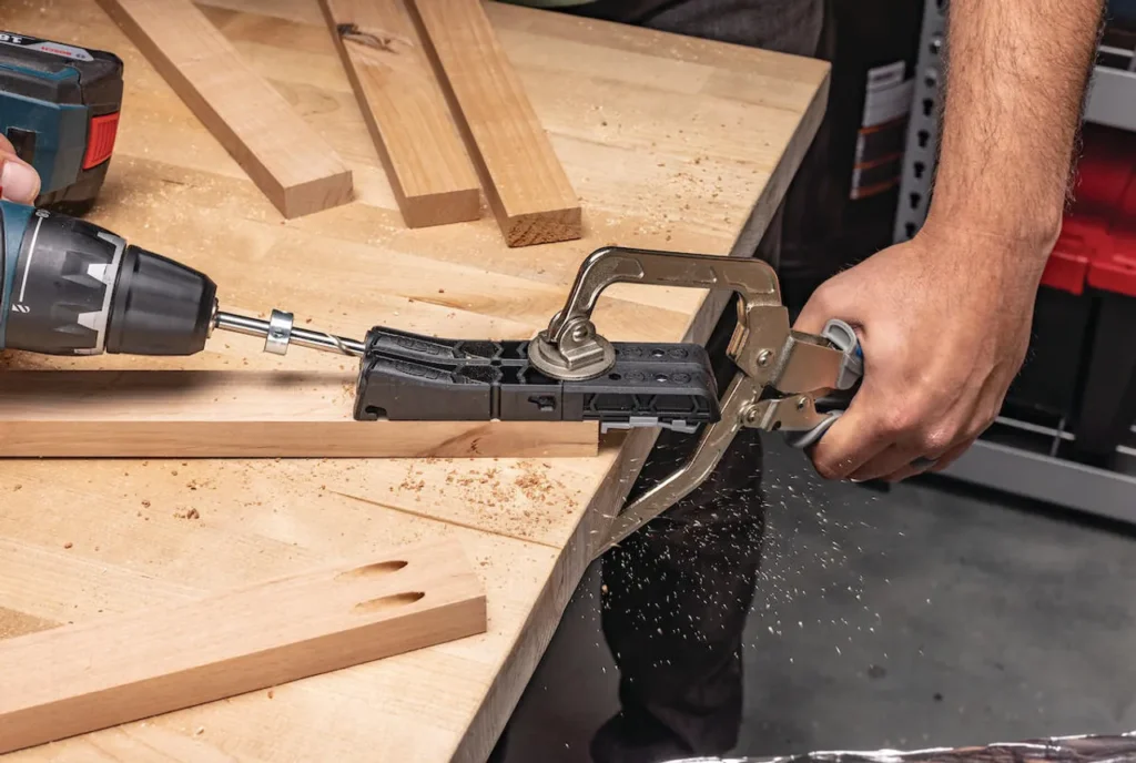 Cabinet building tools list circular saw drill clamps pocket hole jig