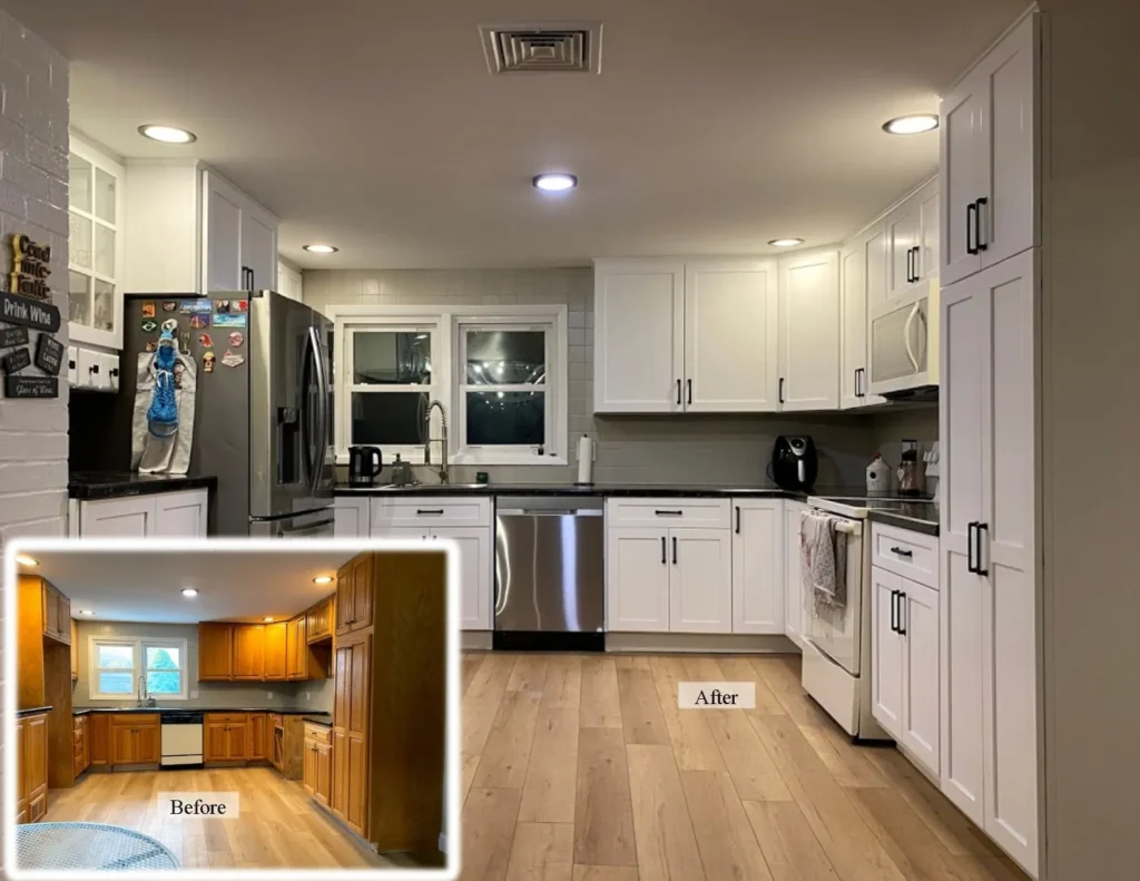 Cabinet refacing before after shaker doors