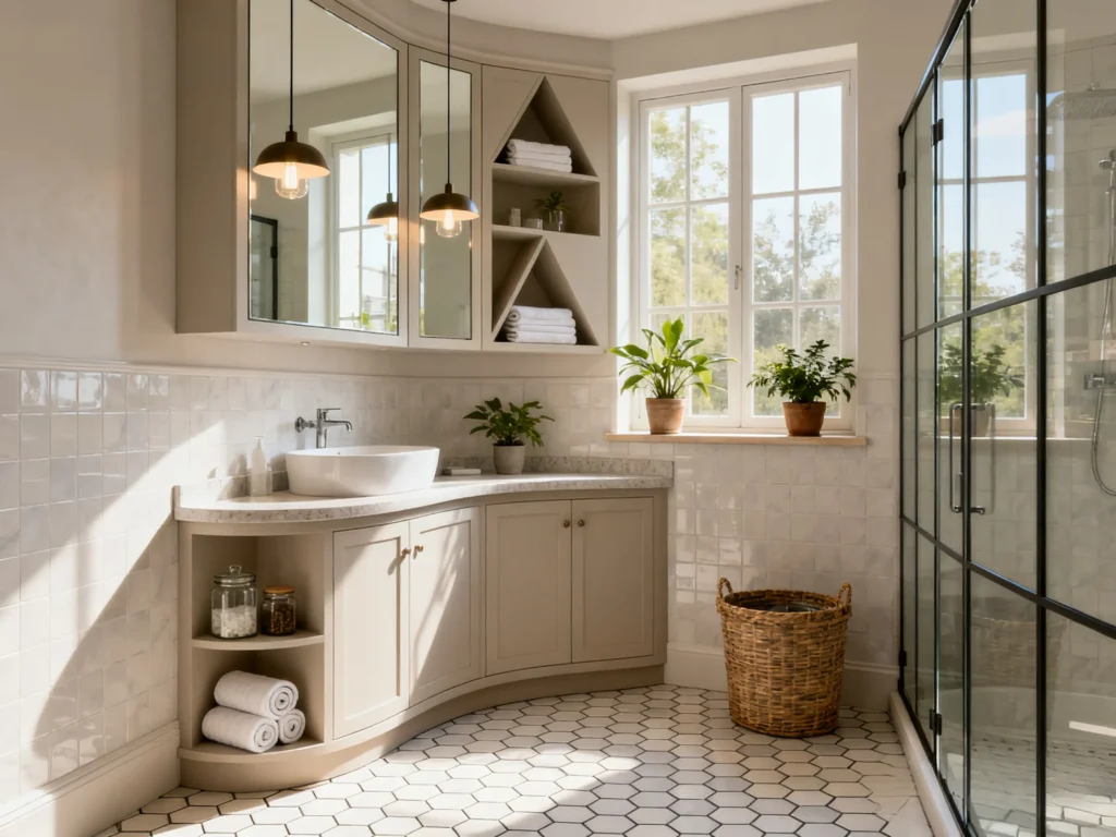 Corner bathroom cabinet