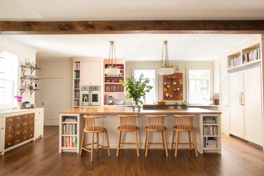 Family friendly kitchen island height with stools