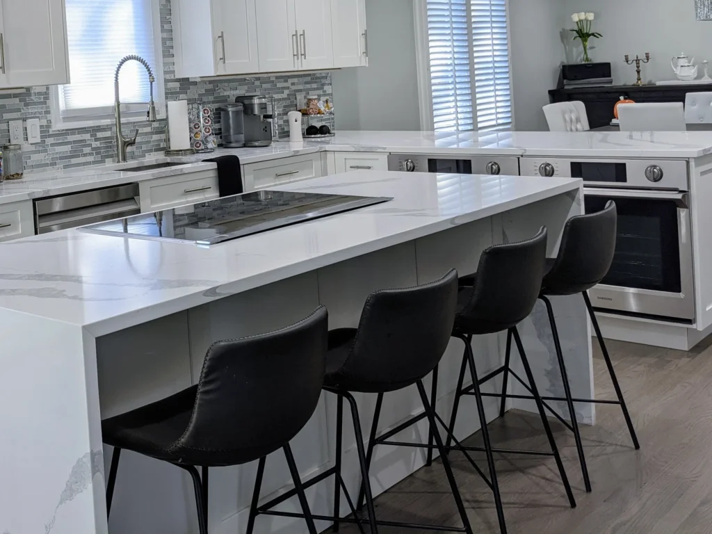 Family friendly kitchen island height with stools