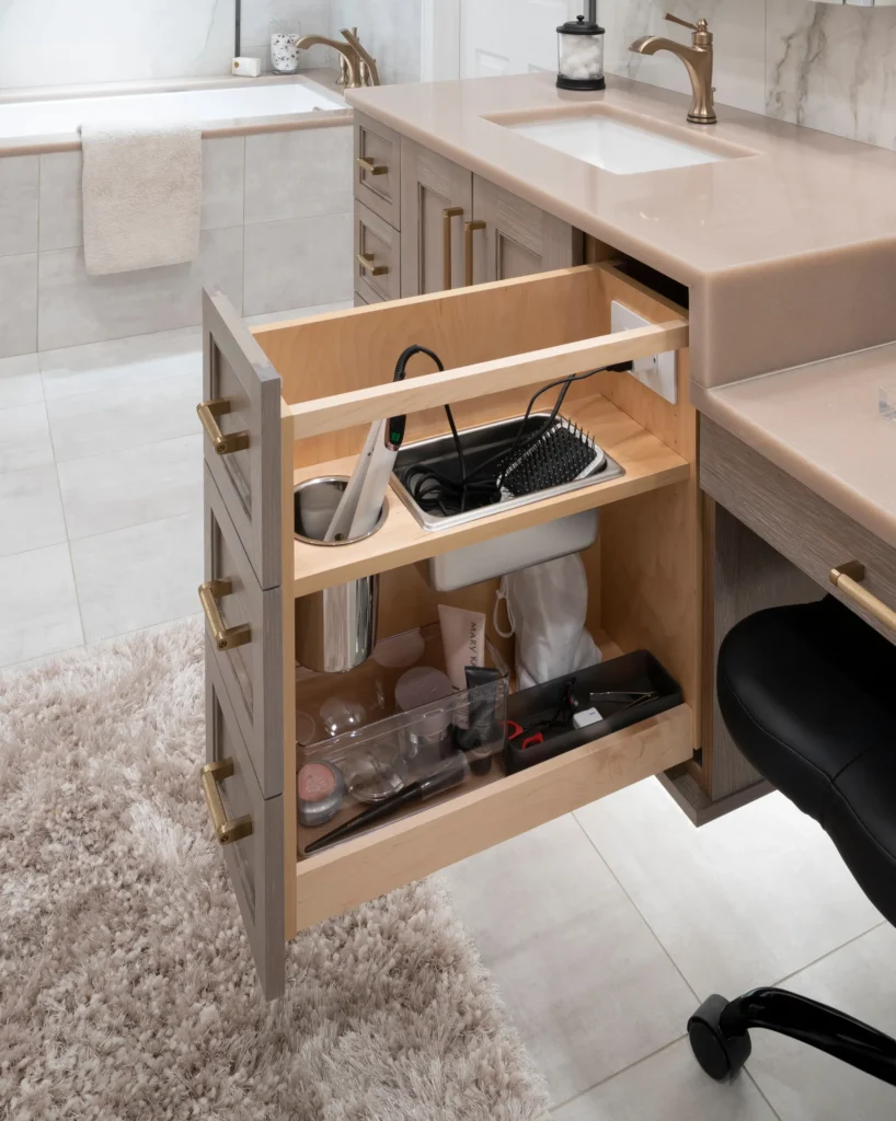 Floating vanity deep drawers organizer