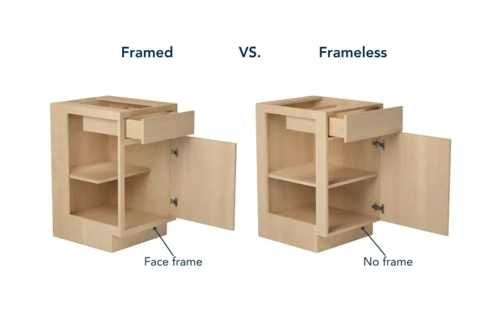 Frameless vs face frame cabinet comparison