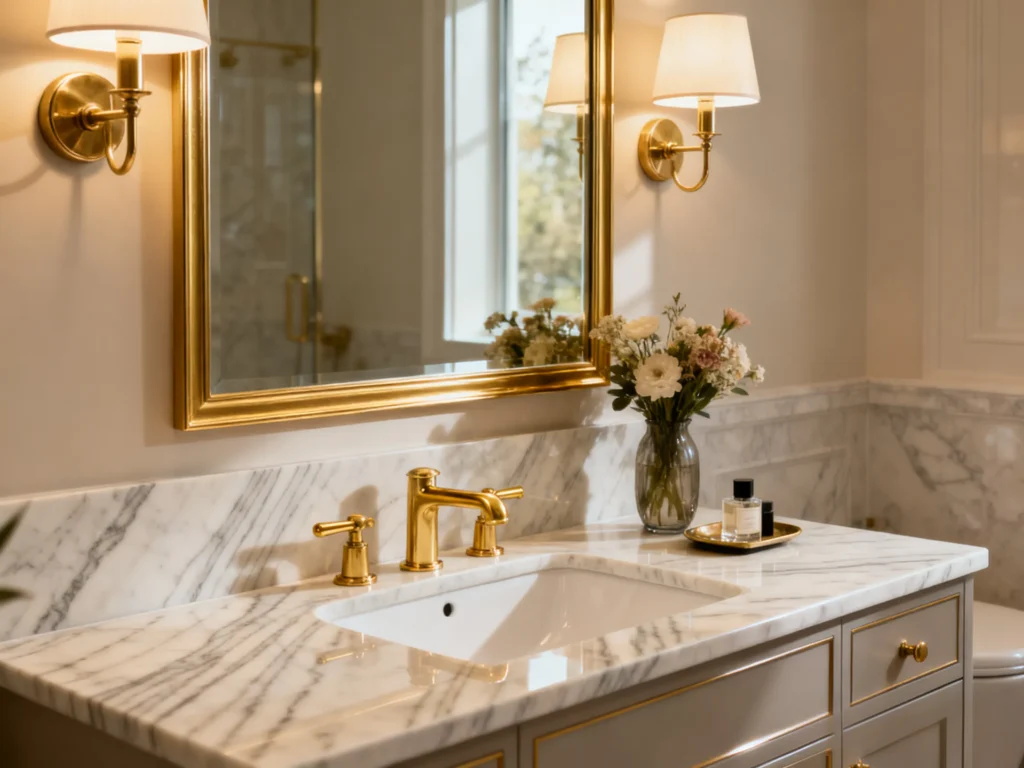Gold bathroom mirror