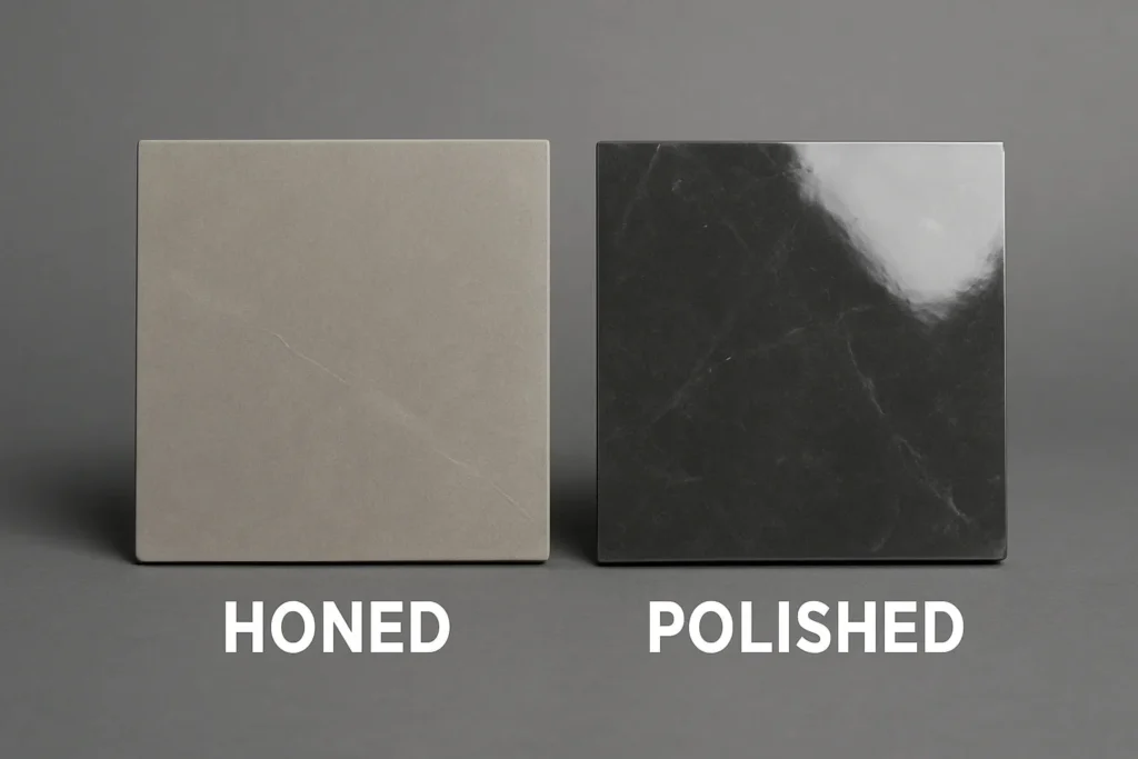 Granite polished honed leathered comparison samples