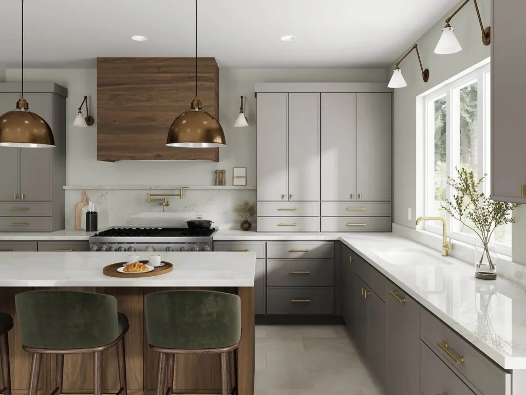 Greige kitchen cabinets still in style 2025
