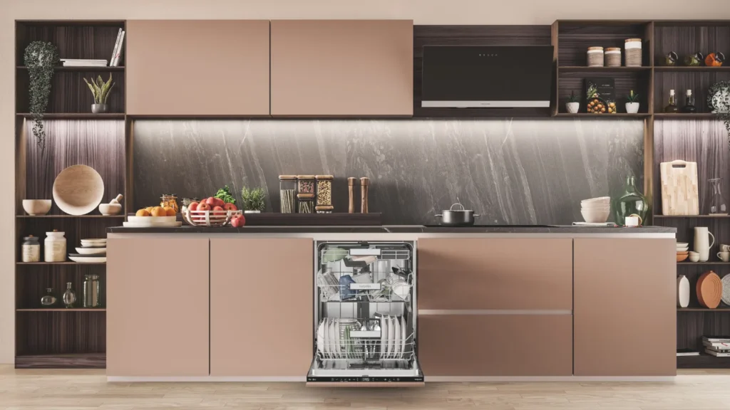 Kitchen island appliance clearance dishwasher oven door swing