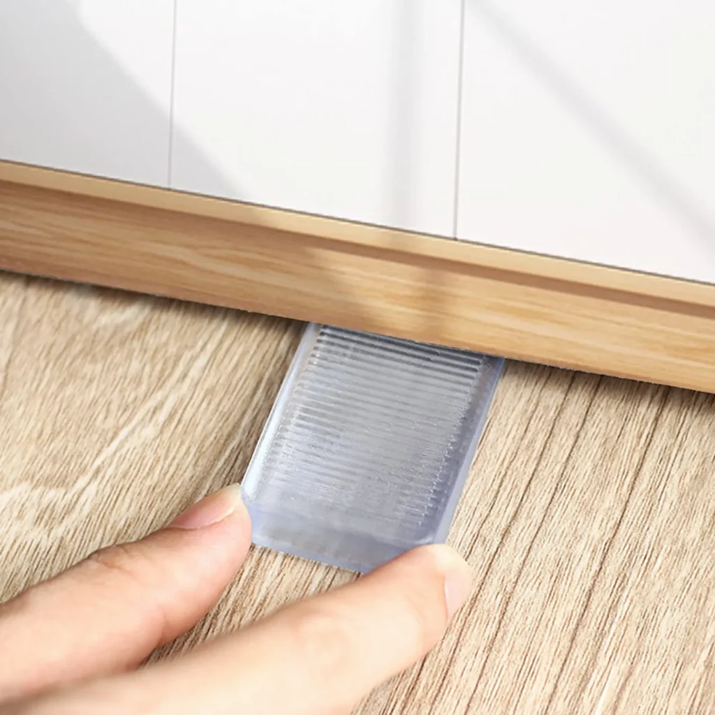 Level base cabinets with shims uneven floor