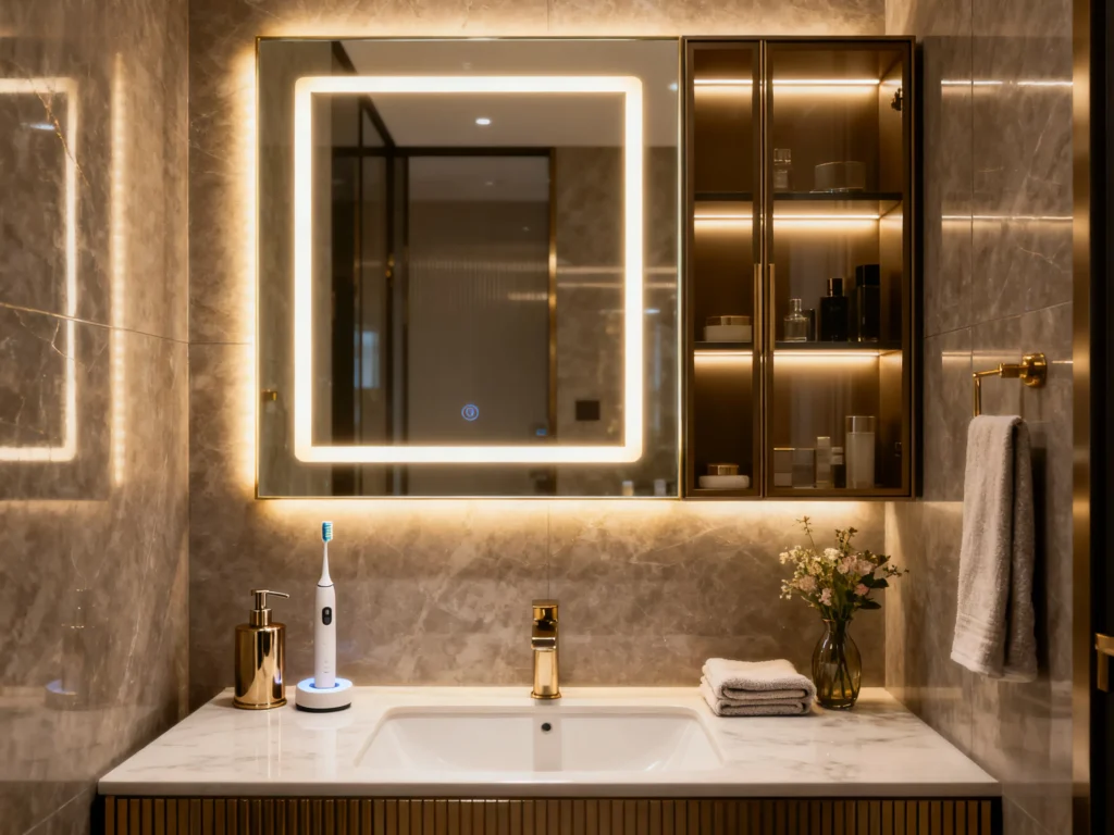 Light mirror bathroom cabinet