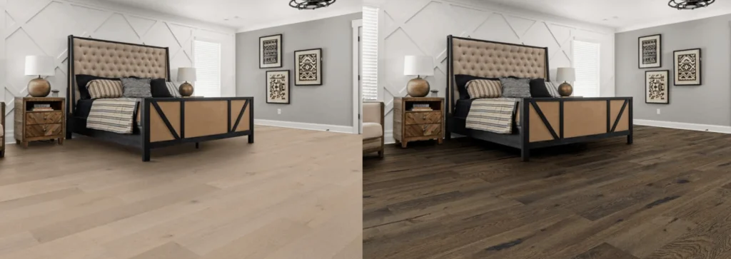 Light vs dark hardwood floors comparison room