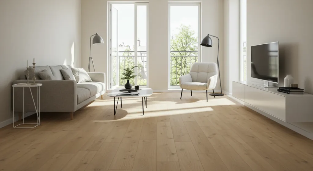 Light wood floors make room look bigger before after