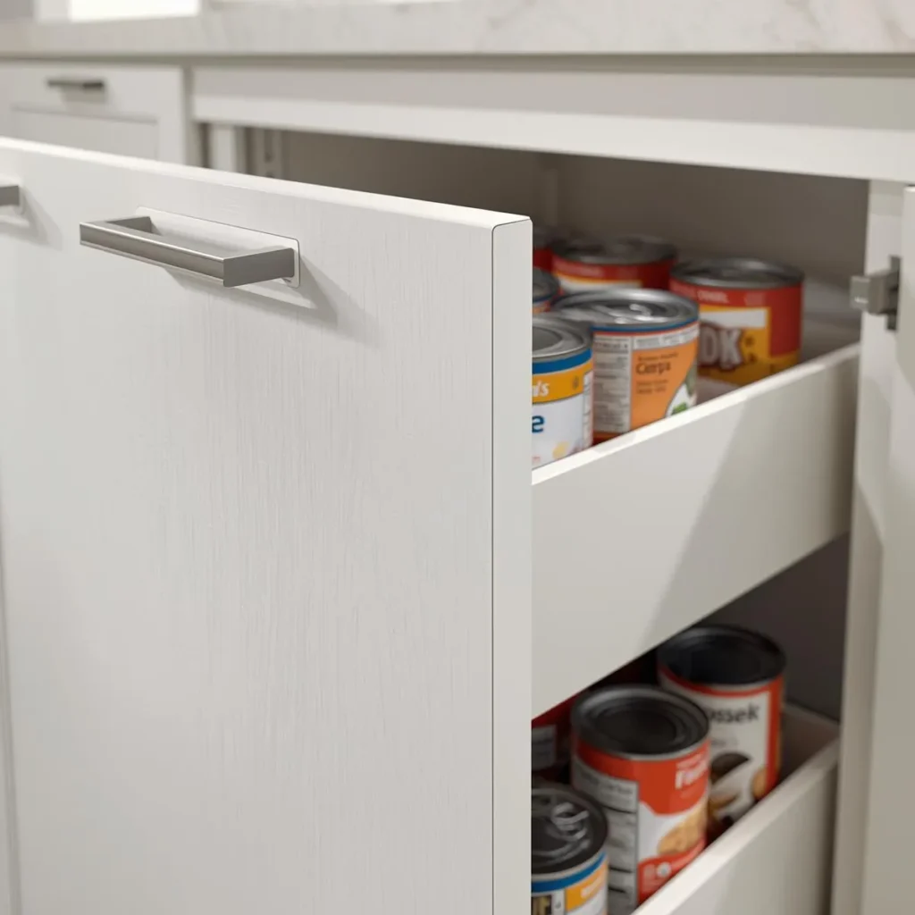 Melamine faced particle board pantry cabinet