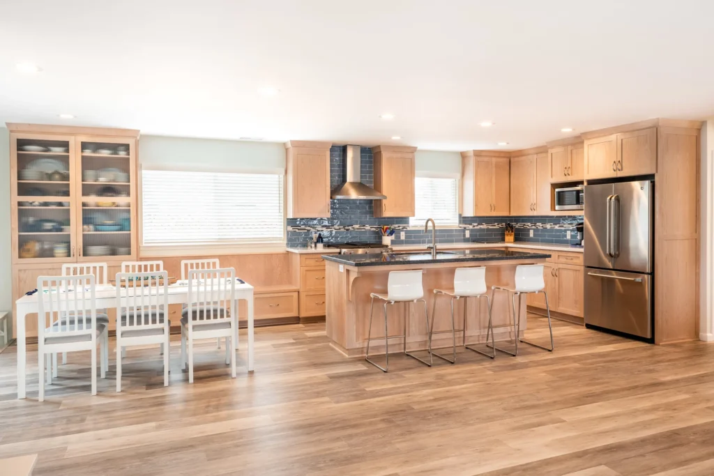 Modern raw wood kitchen cabinets