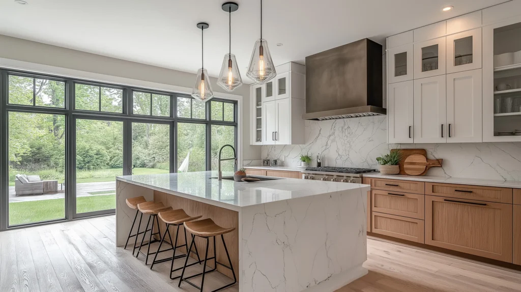 Modern white oak kitchen cabinets