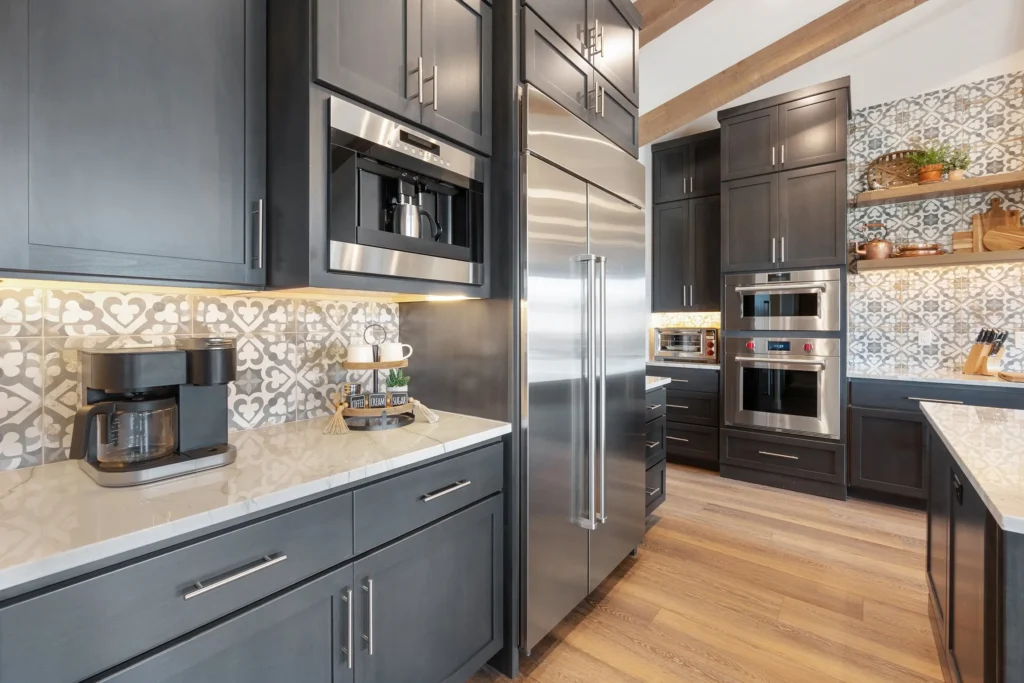 Painted kitchen cabinet close up chip vs smooth finish
