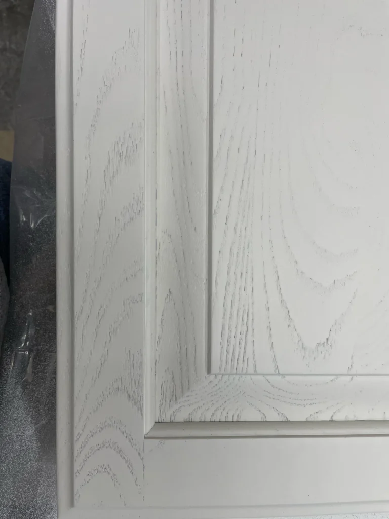 Painted oak cabinets grain showing through