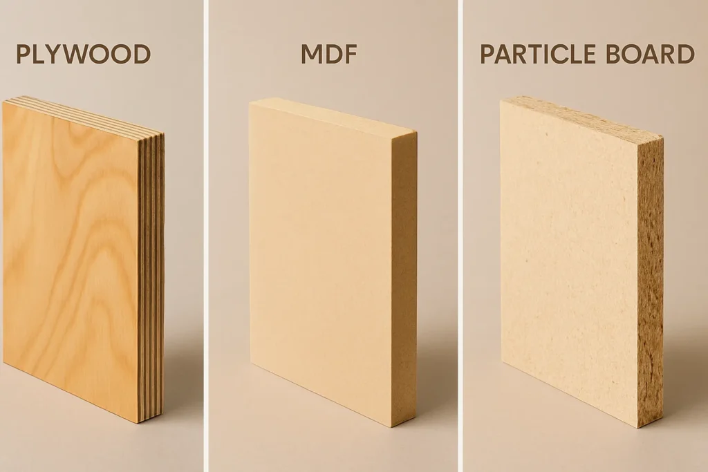 Plywood mdf particle board laminate kitchen cabinet materials