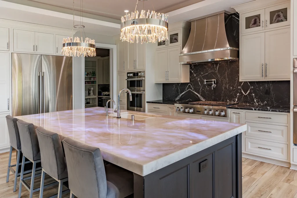 Shaker cabinets countertop options quartzite quartz porcelain wood