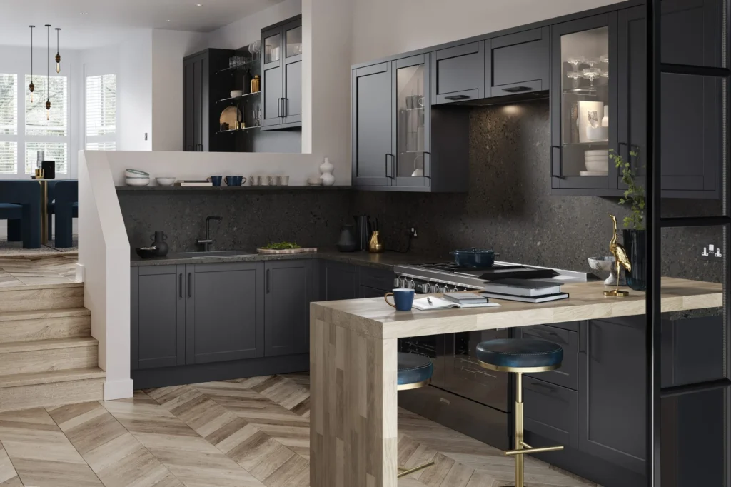 Shaker kitchen color palette white greige navy forest charcoal