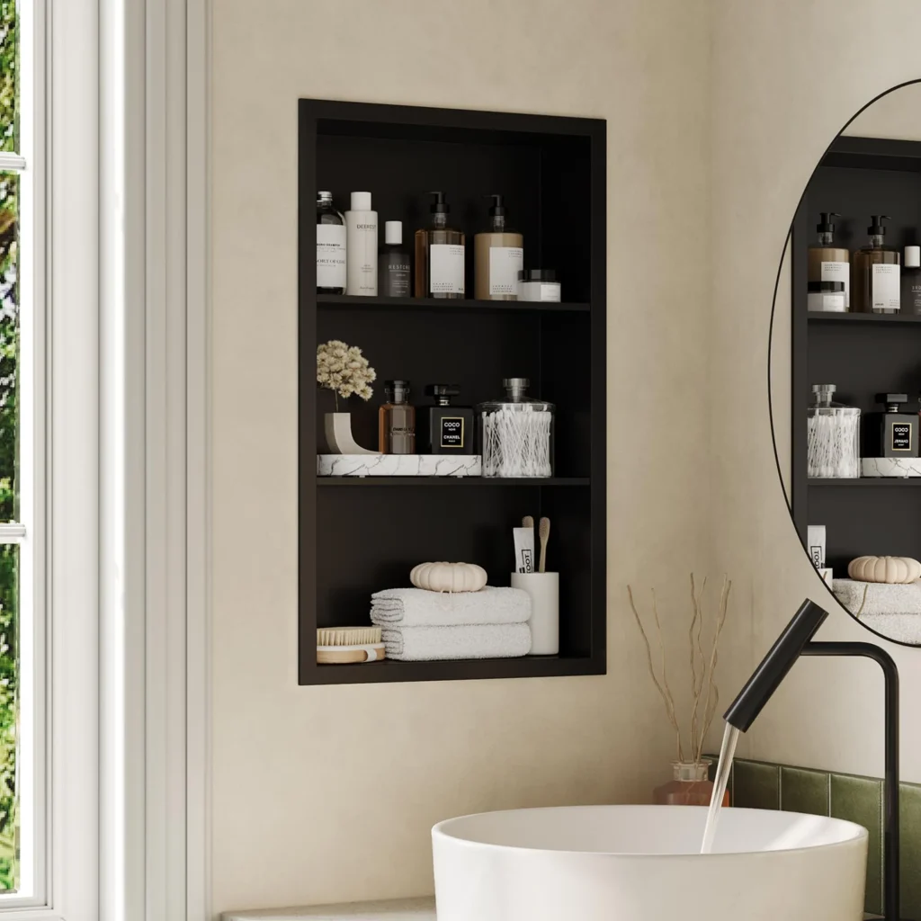 Small bathroom recessed medicine cabinet