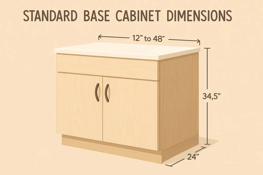 Standard kitchen cabinet dimensions base wall 34.5 24 18 inches