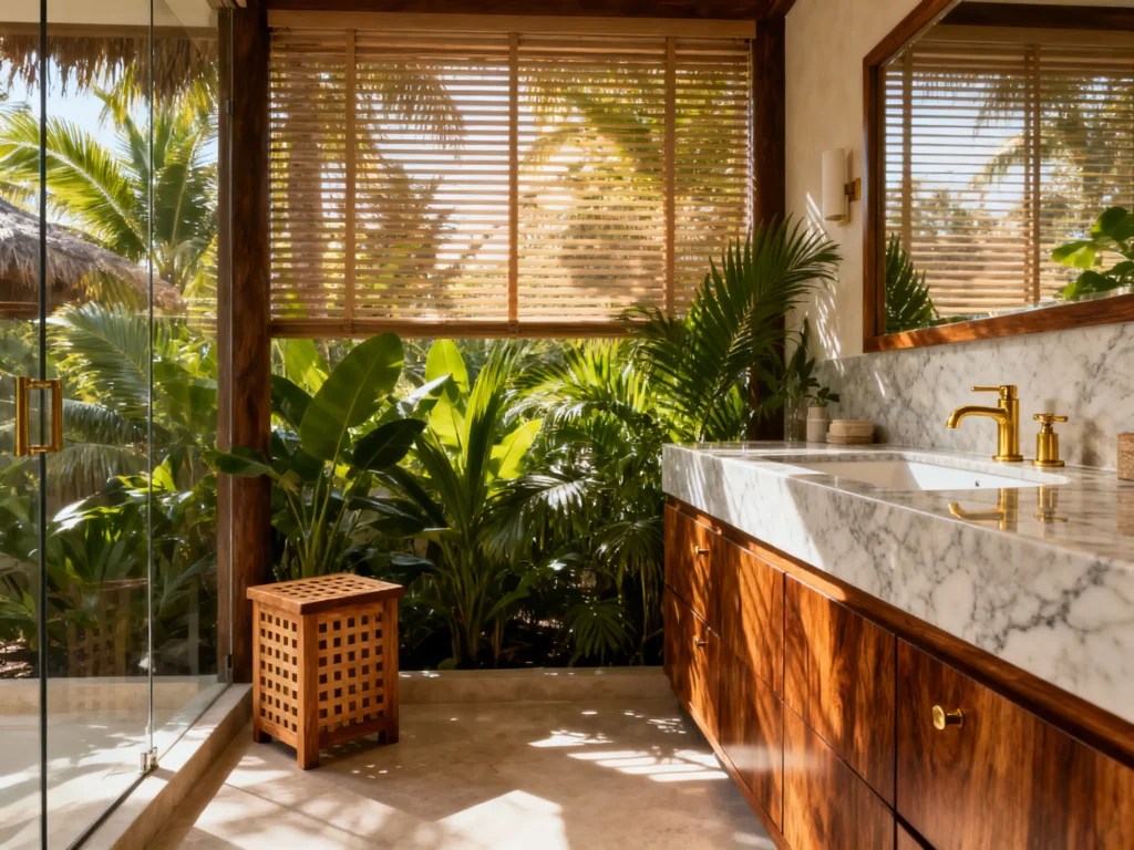 Teak bathroom cabinet