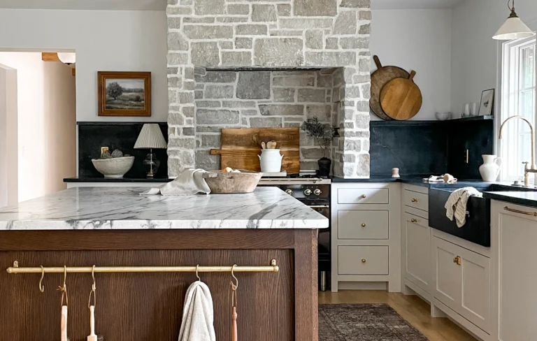 Two tone kitchen cabinets coordinated design tiles lighting hardware