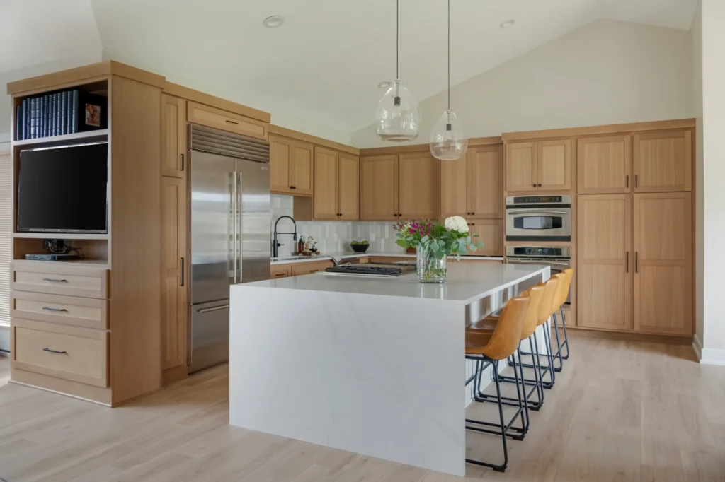 White oak cabinets warm modern kitchen